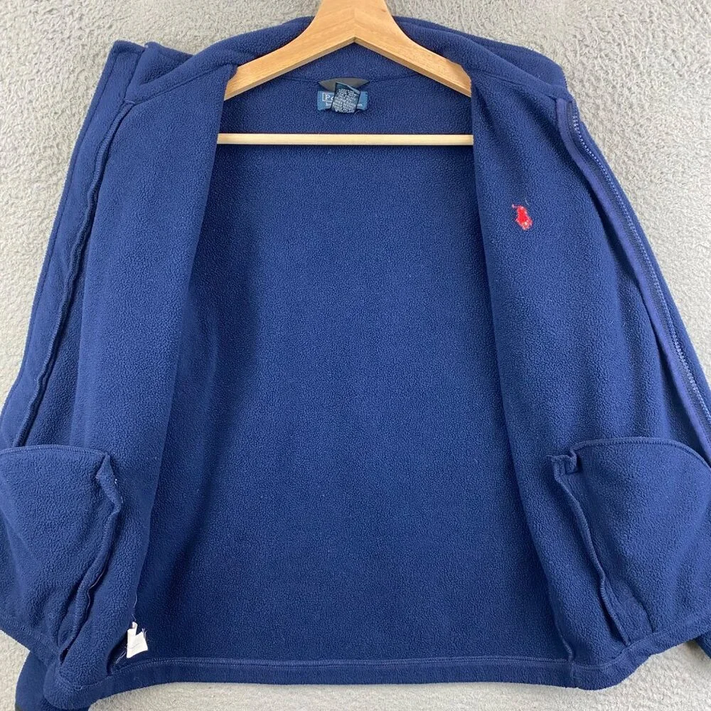 Vintage Polo Ralph Lauren Jacket Boys M(10/12) Blue Fleece Full Zip‎
